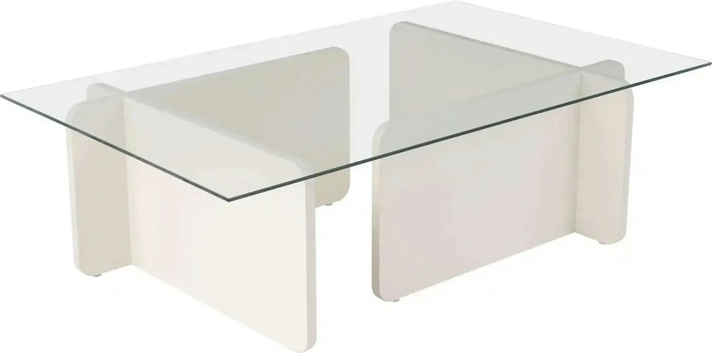 Masuta cafea FLAVIO, alb/transparent, PAL/sticla, 105x65x30 cm