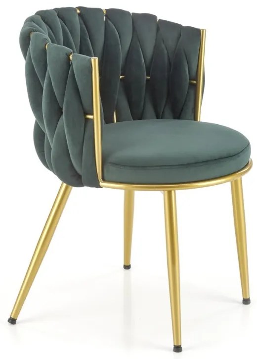 Set 6 scaune K517 velvet verde/auriu
