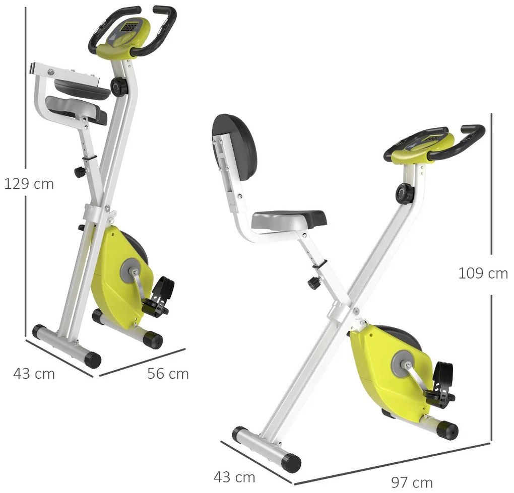 HOMCOM Cyclette Magnetică Pliabilă, Reglabilă pe Înălțime și Intensitate, Antrenament Cardio, Galbenă | Aosom Romania