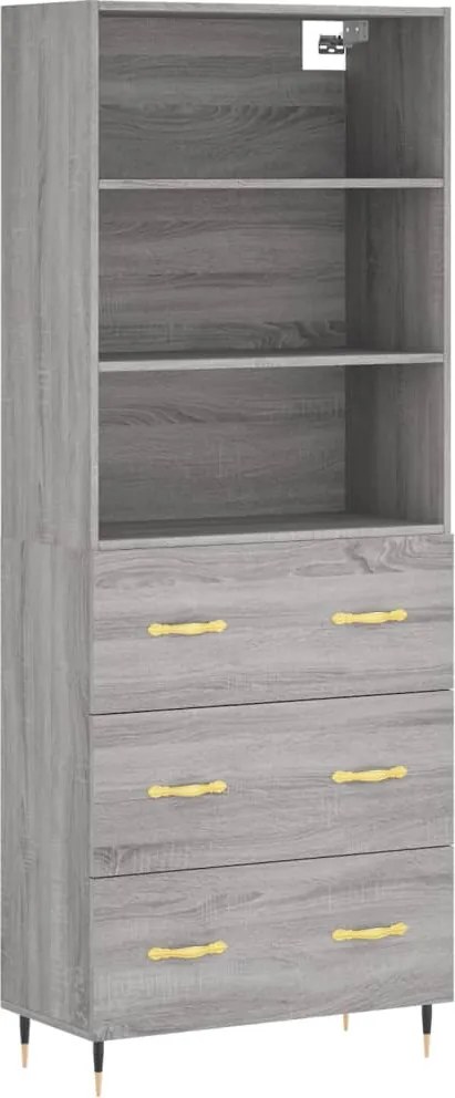 vidaXL Dulap înalt, gri sonoma, 69,5x34x180 cm, lemn compozit
