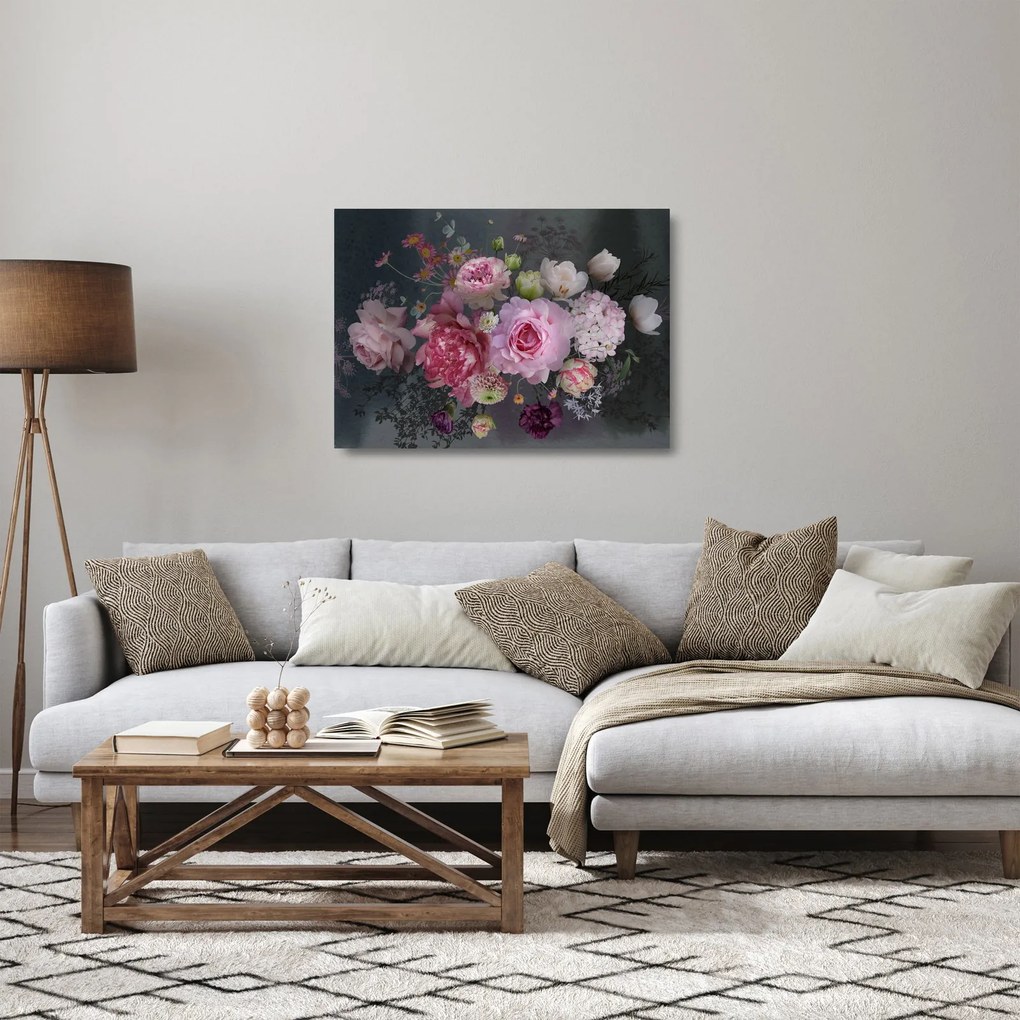 Tablou pe sticlă - Flori de grădină (70x50 cm)