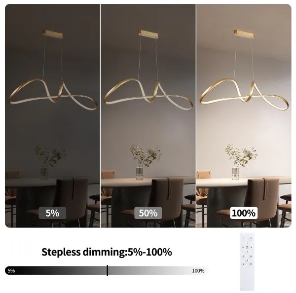 Brilagi-LED Lustra reglabilă pe cablu TWISTER LED/60W/230V 3000-6000K aurie+telecomandă