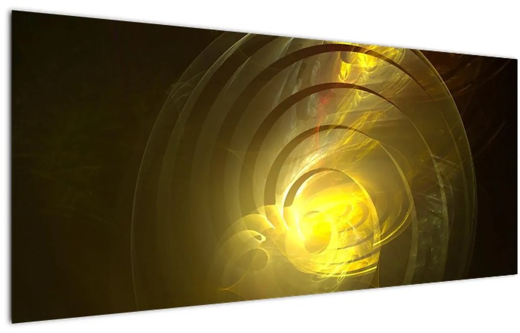 Tabloul cu spirala abstractă în galben (120x50 cm)