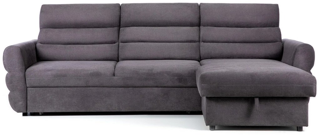 Colțar Extensibil TENERIFE, șezlong interschimbabil, cu ladă de depozitare, cu tetiere reglabile, 270x180x85 cm, Gri