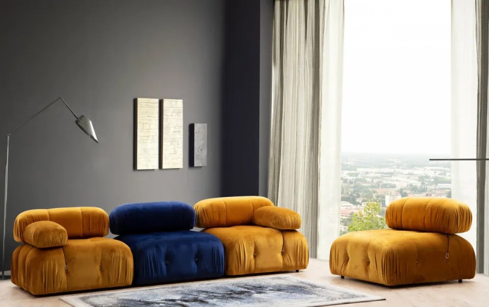 Fotoliu Modular Bubble L1, Mustar