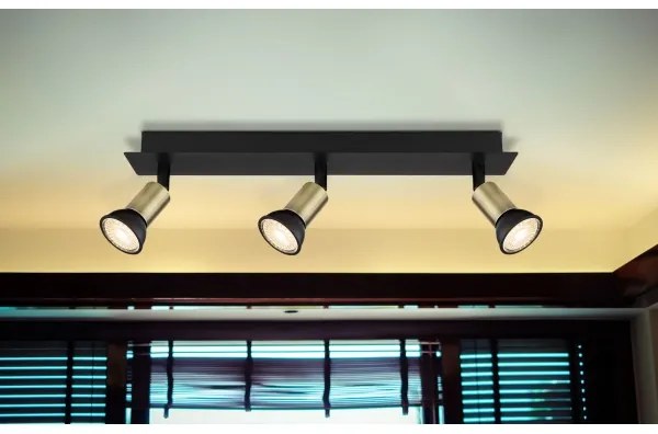 Spot DREW 3xGU10/35W/230V negru/alamă Globo 57998-3B