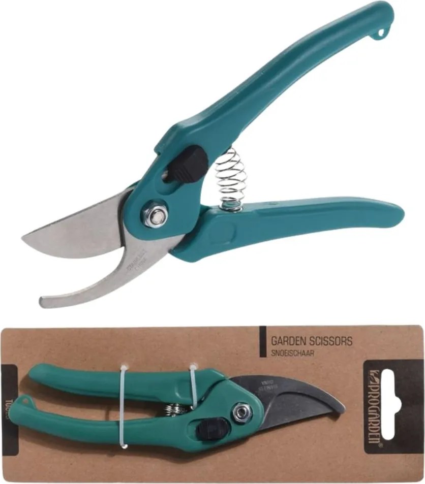 Foarfecă pentru grădină cu lamă din oțel și mâner din plastic turcoaz, 18 cm