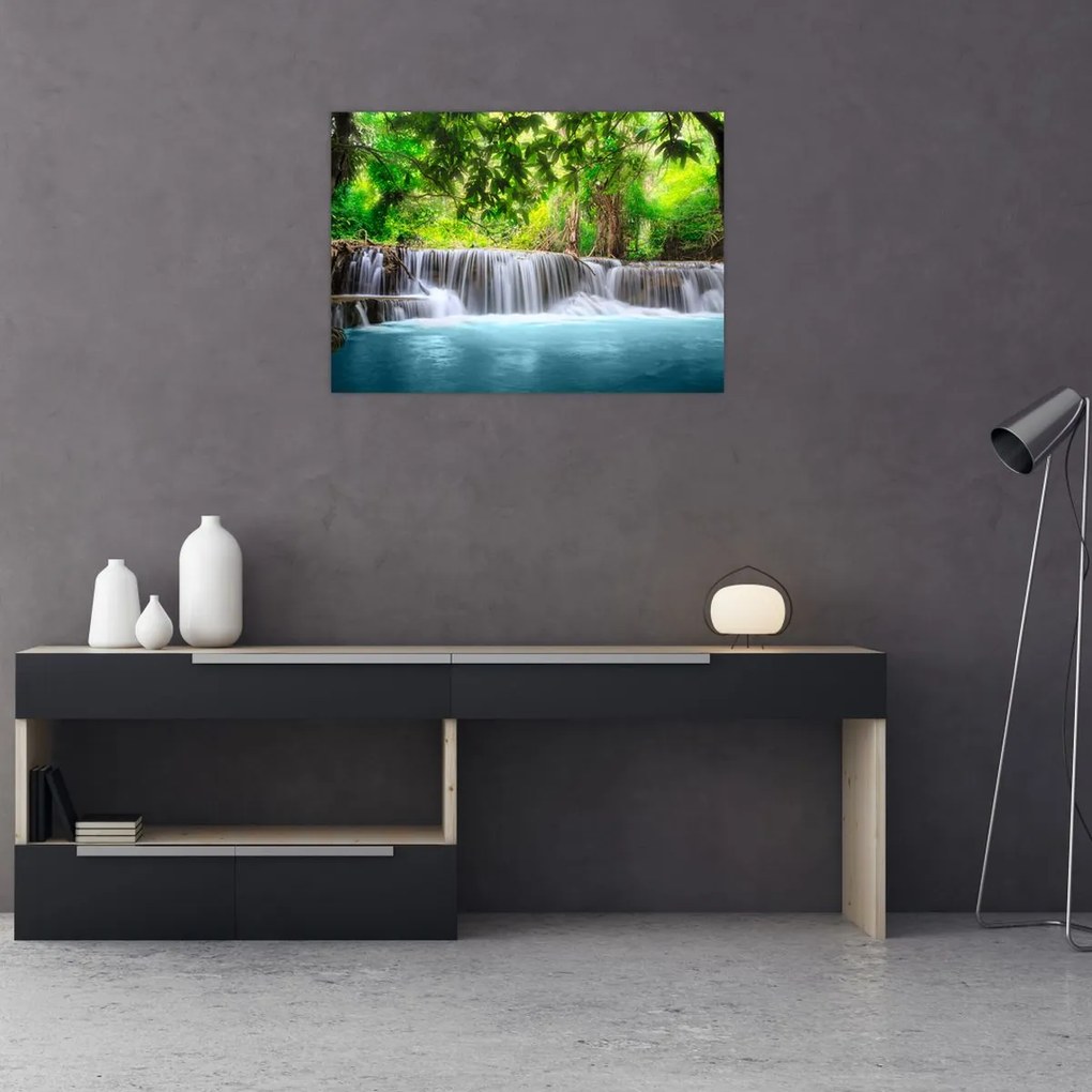 Tablou - Cascadă, albastru (70x50 cm)