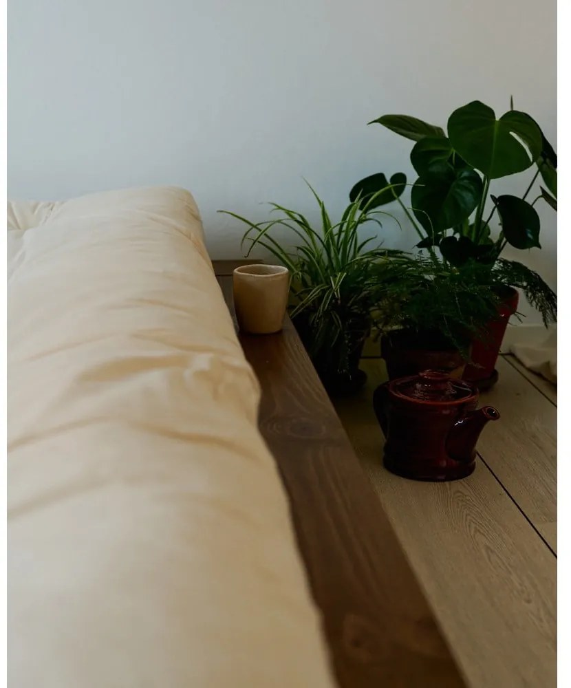 Pat matrimonial maro din lemn masiv de pin cu somieră 160x200 cm Japan – Karup Design