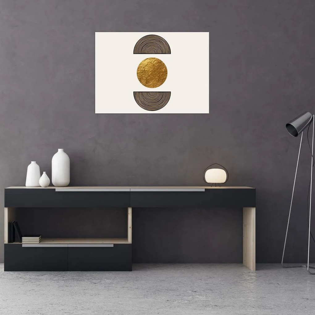 Tablou pe sticlă - Ornament de aur N⁰1 (70x50 cm)