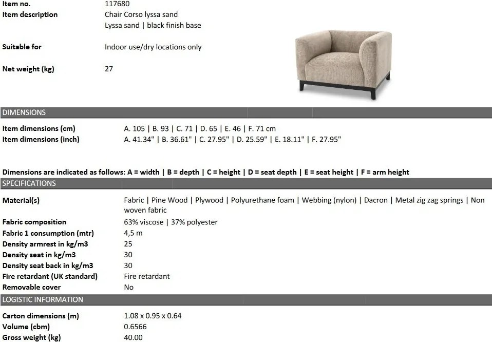 Fotoliu design LUX Corso, lyssa Lyssa sand