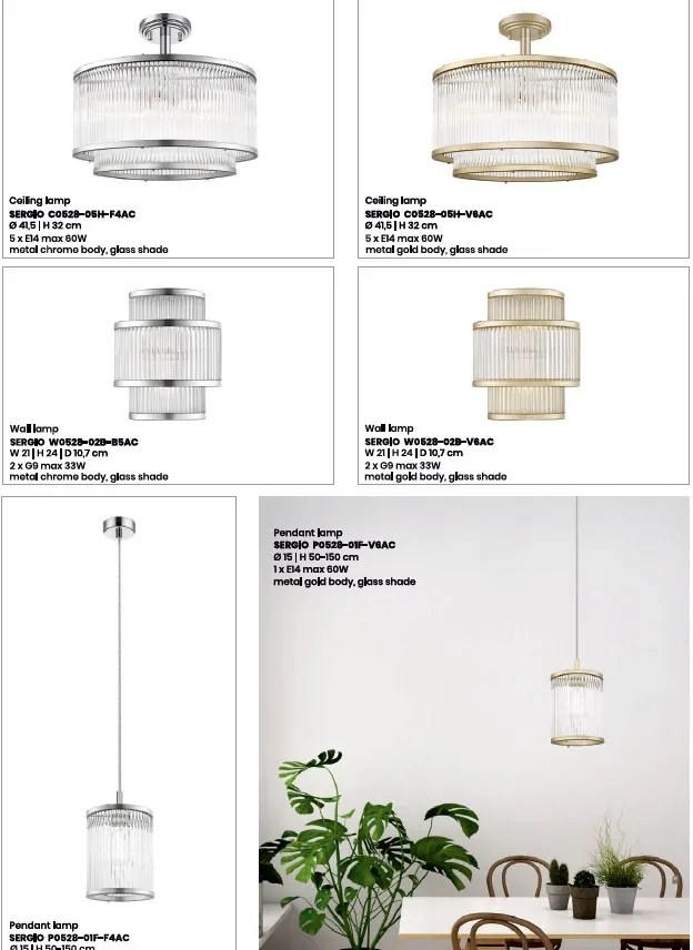 Lustra, Candelabru elegant design modern SERGIO auriu P0528-03A-V6AC ZL