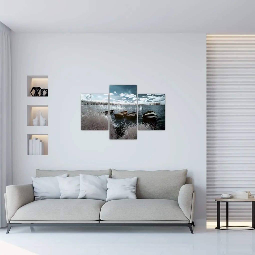 Tablou - Bărci de lemn pe lac (90x60 cm)