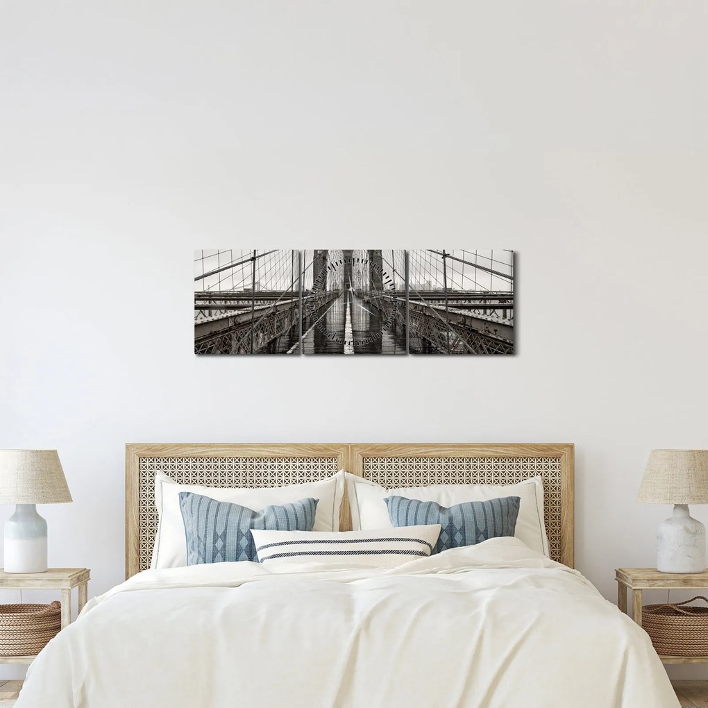 Tablou - Podul Brooklyn (cu ceas) (90x30 cm)