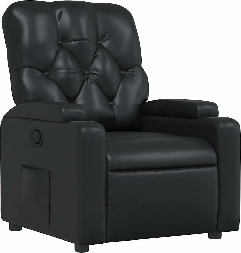 vidaXL Fotoliu rabatabil, negru, piele ecologică