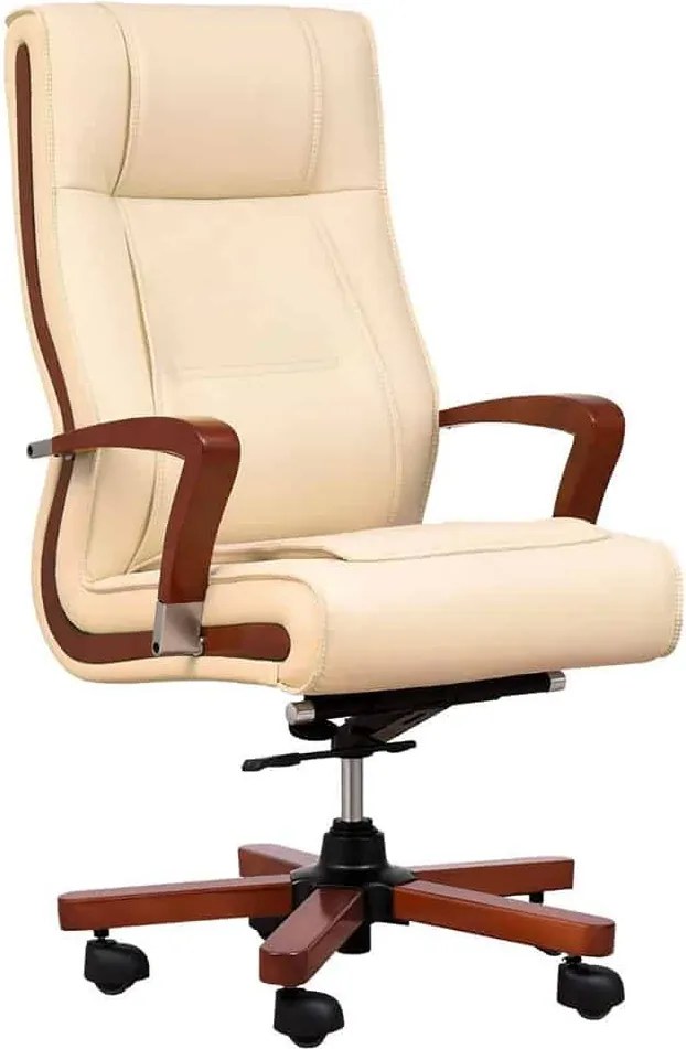 Scaun lemn masiv crem Toronto Model T3 Coniac - Piele