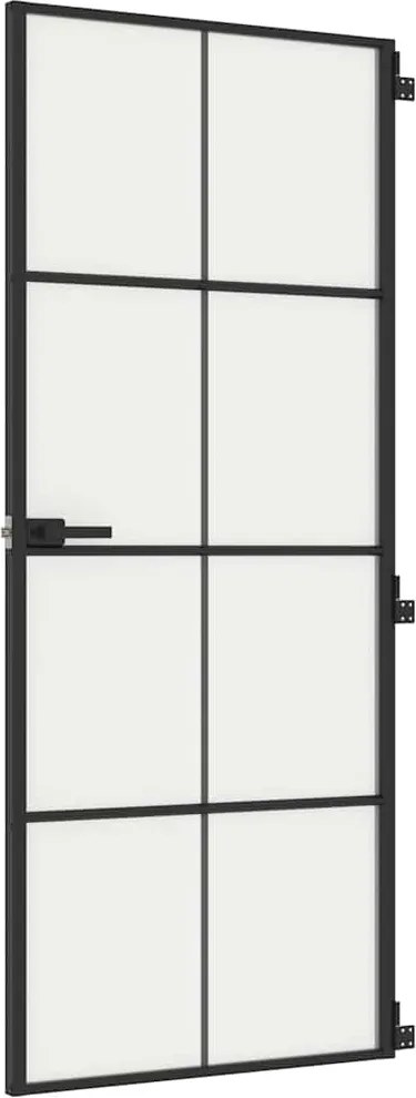 vidaXL Ușă de interior negru 83x201,5 cm sticlă securiz./aluminiu slim
