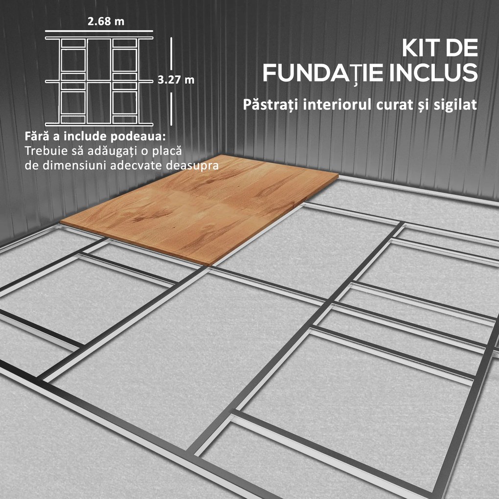 Outsunny Magazie de Unelte, Căsuță din Oțel Galvanizat, Șopron de Grădină pentru Organizare și Depozitare, 3.4x3.86x2 m, Galben | Aosom Romania