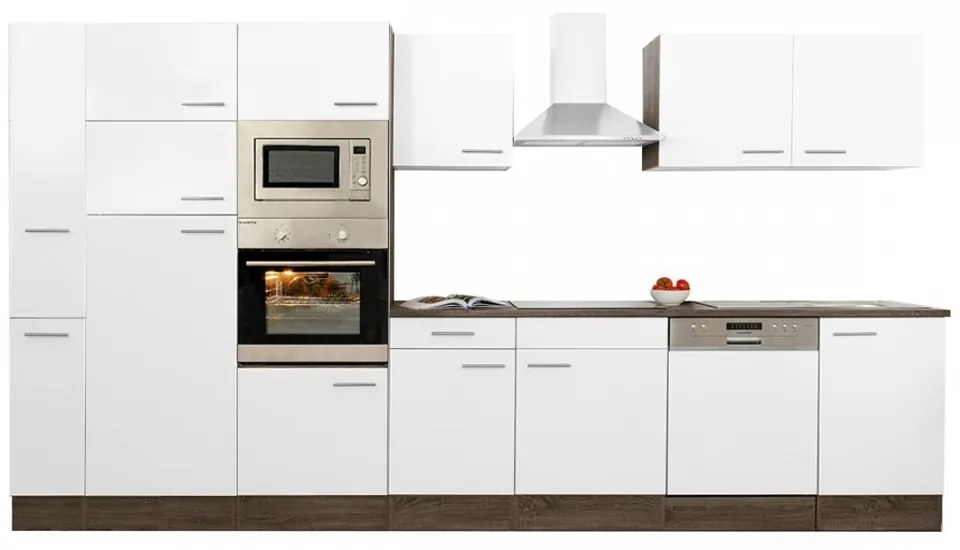 Mobilă de bucătărie Yorki 370, corp din stejar Yorki, cu față alb satinat