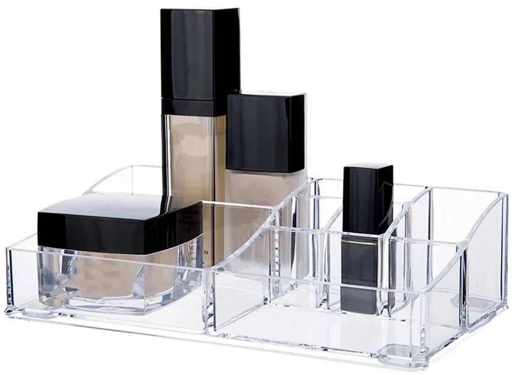 Organizator pentru cosmetice Compactor, 6 compartimente, transparent