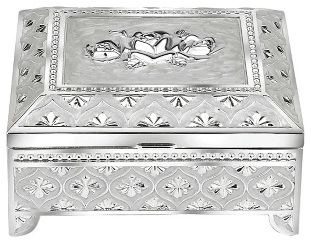Caseta bijuterii argintata SARAH, Sidef alb, 12x10x6cm