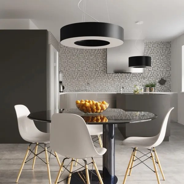 Lustră pe cablu SATURNO SLIM 8xE27/60W/230V d. 90 cm neagră Sollux SL.0798