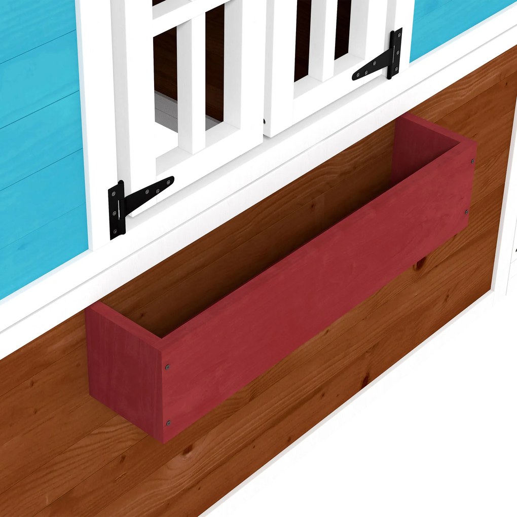 Outsunny Căsuță copii exterior casă de joacă exterioară cu ușă ferestre și jardiniere 114 x 126,4 x 135 cm Maro | Aosom Romania