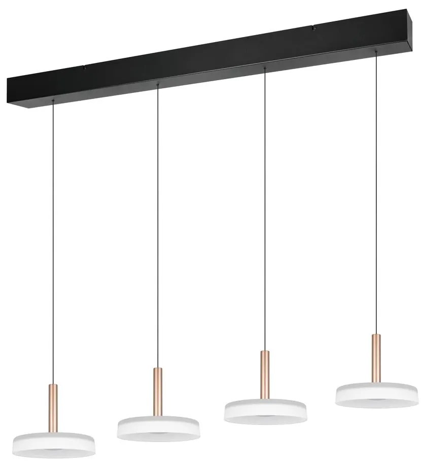 Lustră neagră-albă/aurie LED cu intensitate reglabilă cu abajur din sticlă Celeste – Trio