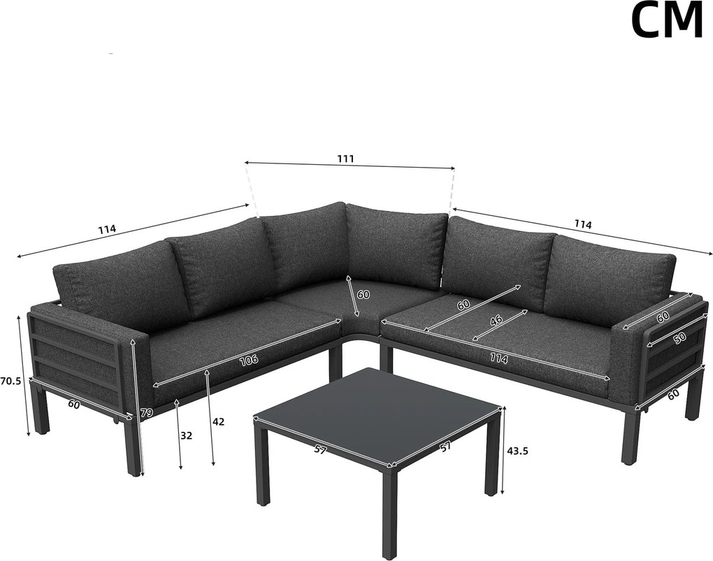 Set mobilier de grădină 4-5 locuri, Gri | Aosom Romania