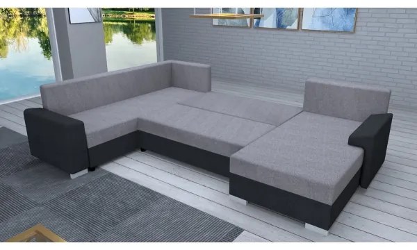 Canapea extensibilă în U OXFORD, tapițată, universală, negru/gri