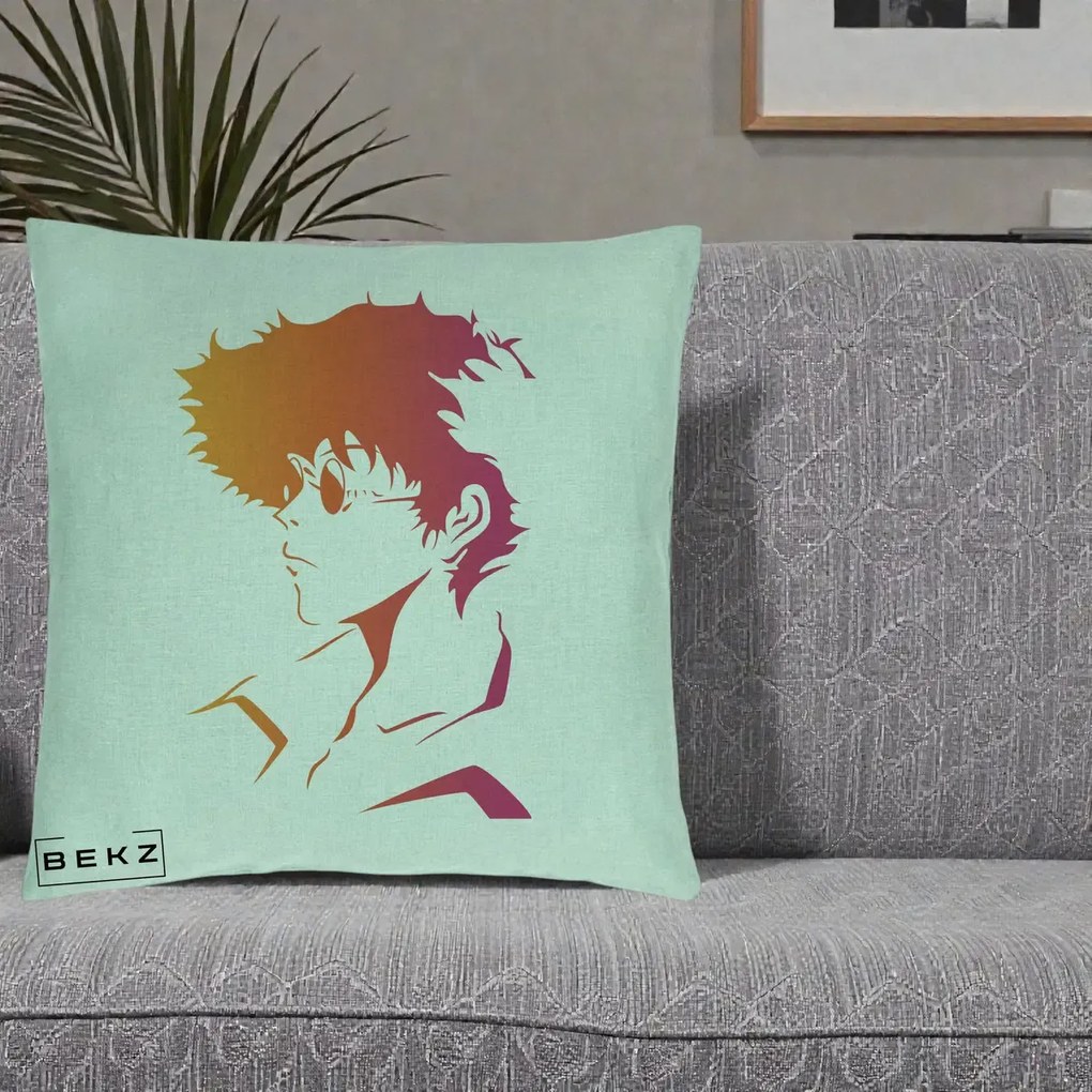 Perna Decorativa Cowboy Bebop Spike Silueta Gradient, 40x40 cm, Verde Menta, Husa Detasabila, Perna Inclusa, BEKZ®