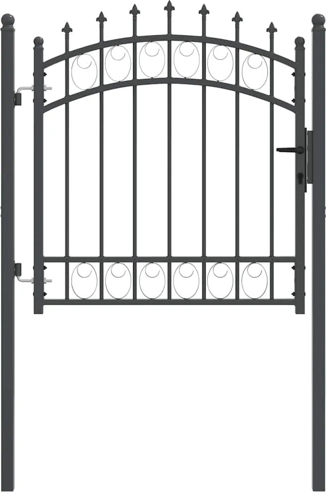 vidaXL Poartă de gard cu țepi Gri 100 x 100 cm Oțel vopsit în pulbere