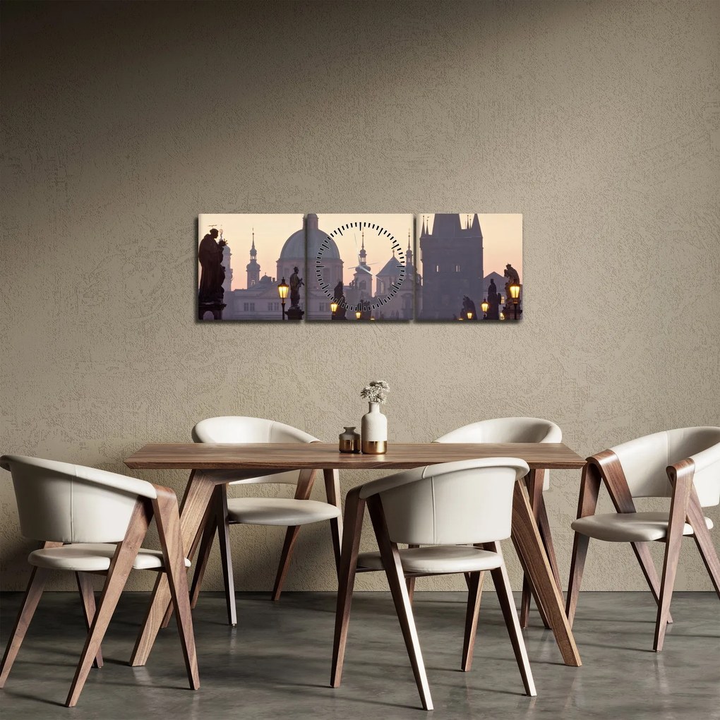 Tablou - Podul Charles (cu ceas) (90x30 cm)
