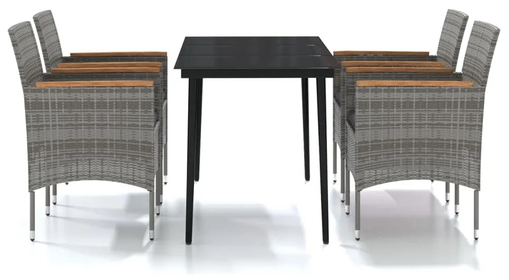 3099349 vidaXL Set de servit masa pentru grădină, 5 piese, gri și negru