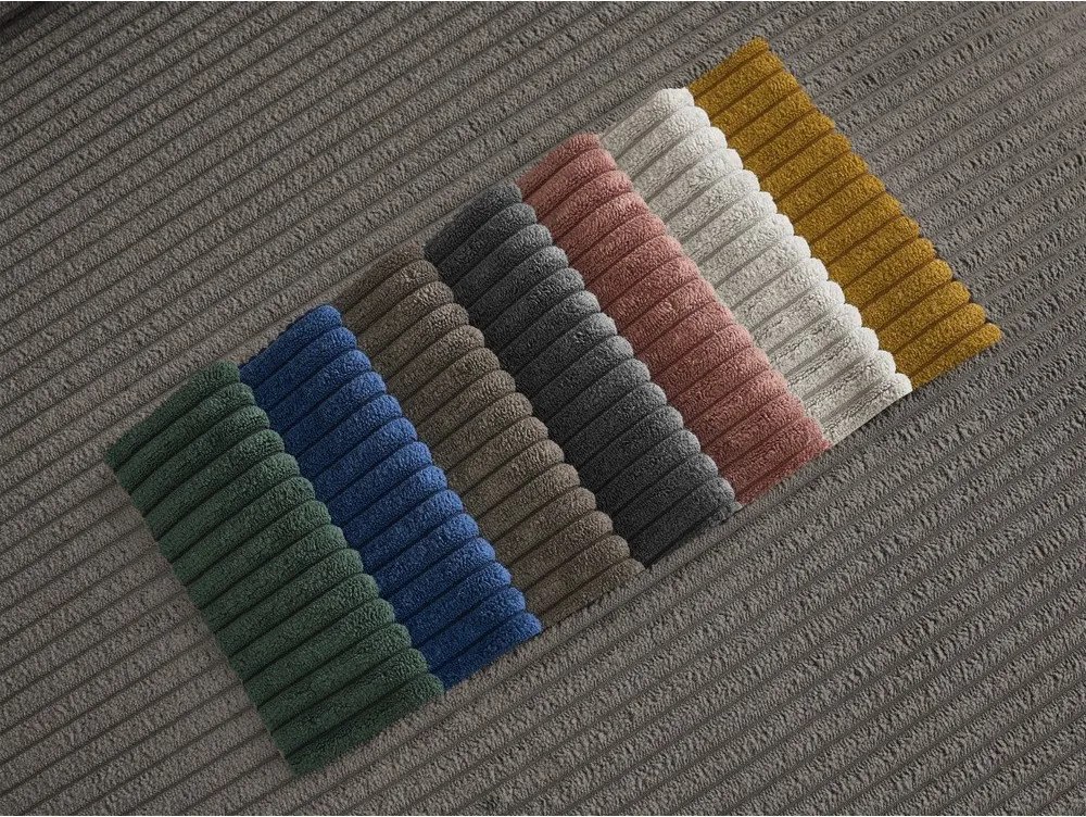 Canapea gri cu tapițerie din catifea reiată 250 cm Tina – Bobochic Paris