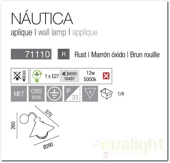 Aplica exterior clasic IP33 Nautica 71110