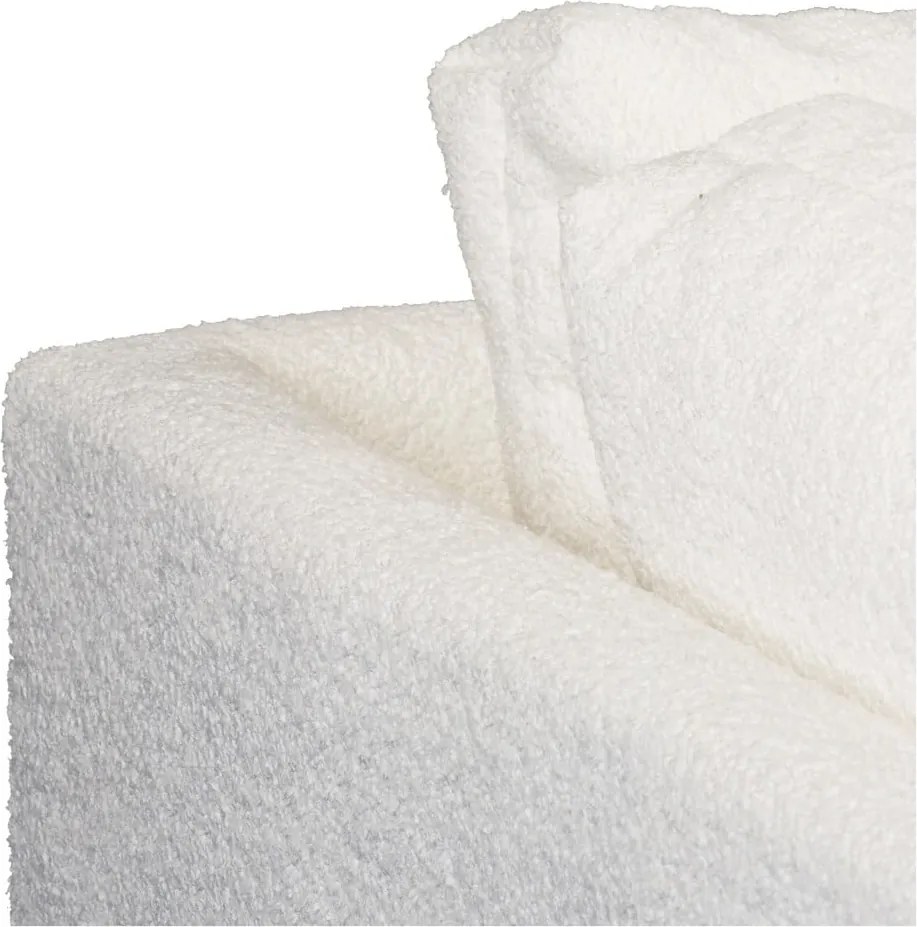 Colțar alb cu tapițerie din stofă bouclé (cu colț pe partea stângă ) Ariella – Ropez