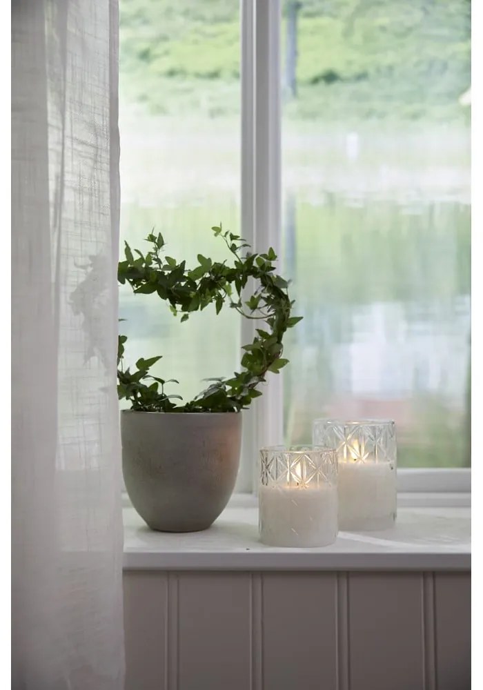 Lumânare de ceară cu LED alb în sticlă Star Trading Flamme Romb, înălțime 12,5 cm