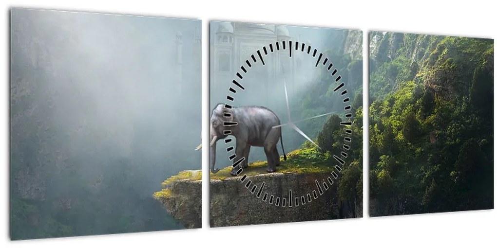Tablou - Elefant în vârful Taj Mahalului (cu ceas) (90x30 cm)