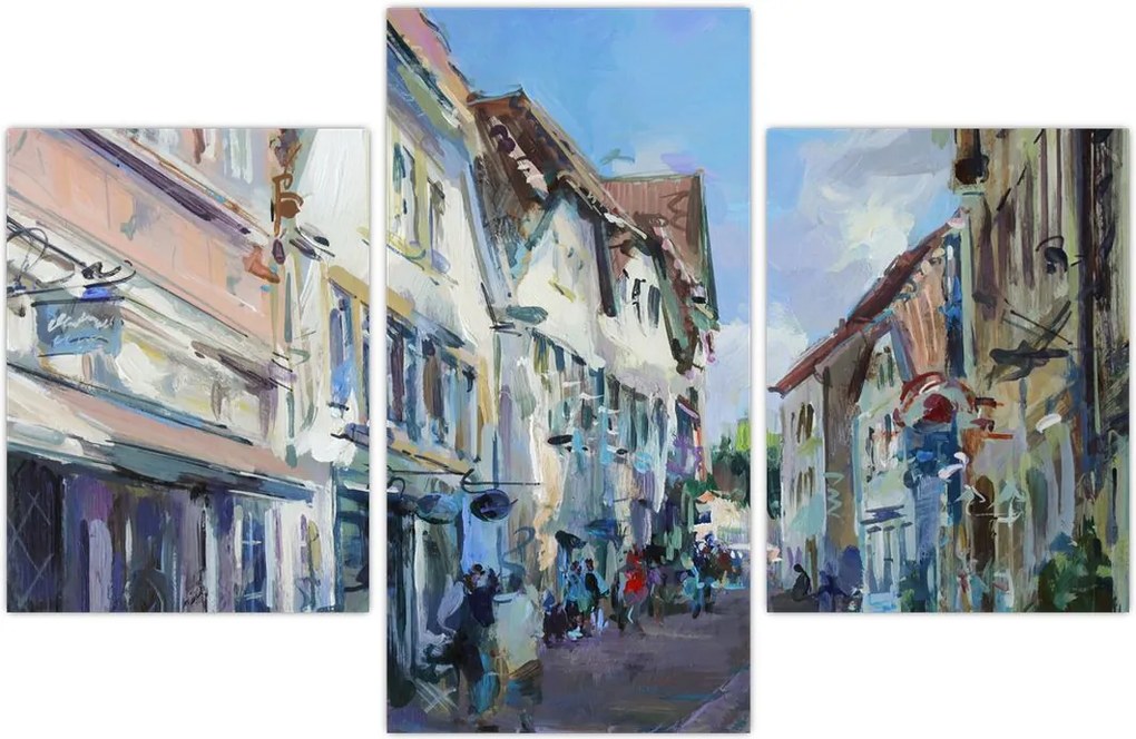 Tablou - Strada orașului vechi, pictură acrilică (90x60 cm)