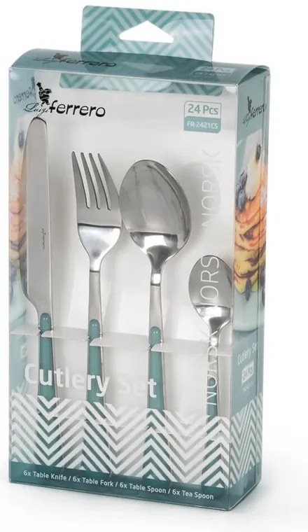 Set de 24 tacâmuri Luigi Ferrero Norsk FR-2421CS, Oțel inoxidabil, Albastru