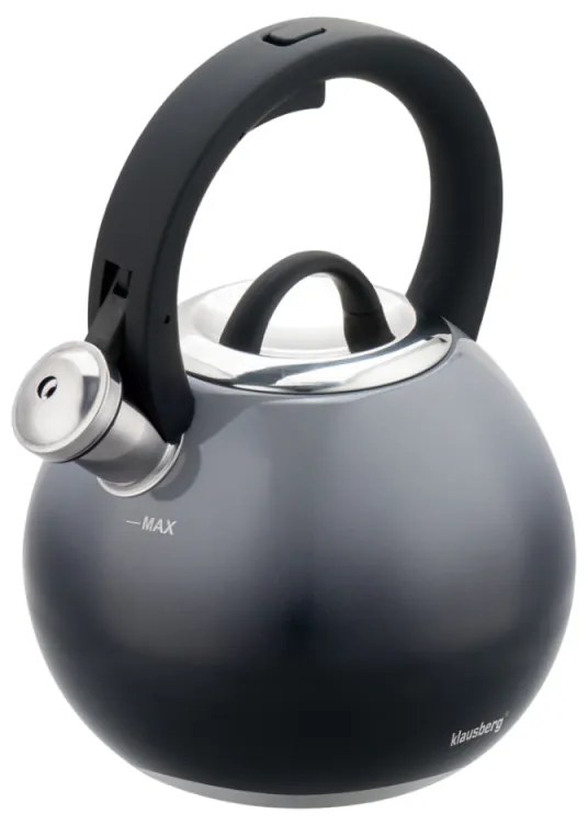 Ceainic cu fluier Klausberg KB 7955, 3l, Mâner izolat termic, Fund multistrat, Inducție, Gri închis grafit