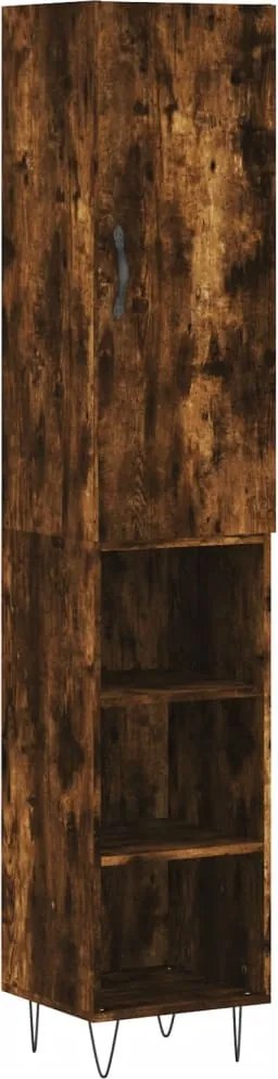 vidaXL Dulap înalt, stejar fumuriu, 34,5x34x180 cm, lemn prelucrat