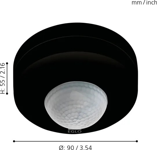 Eglo 97422 - Senzor mișcare exterior DETECT ME 6, 12 m, negru, IP44