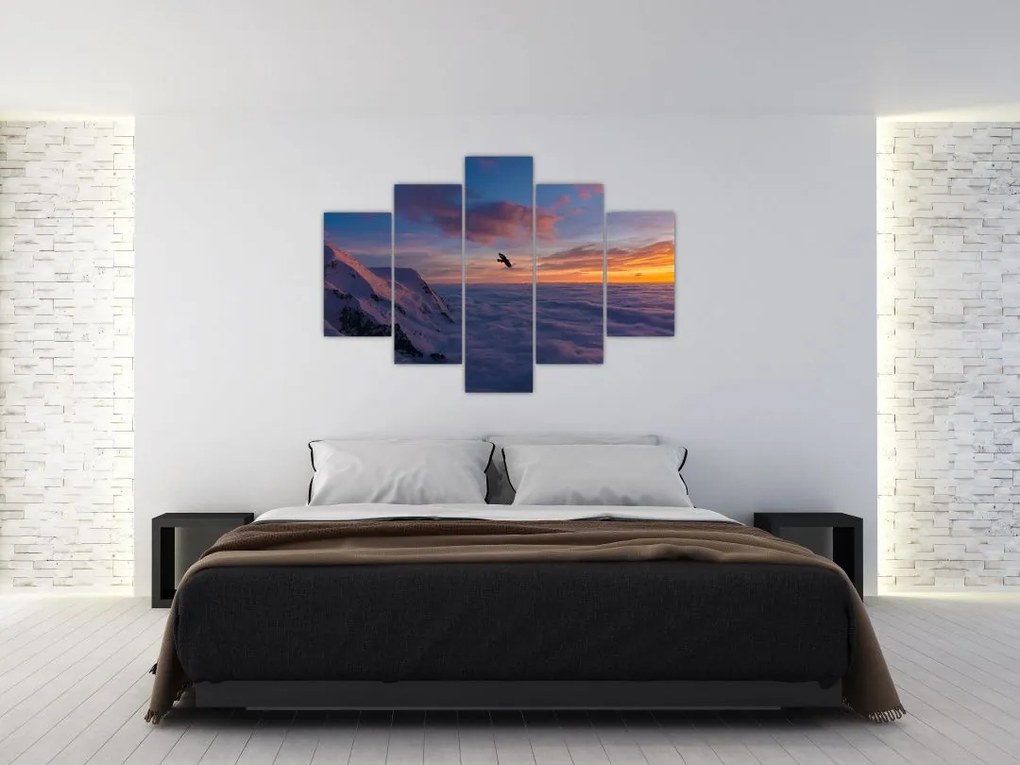 Tablou în apus de soare, Mont Blanc (150x105 cm)