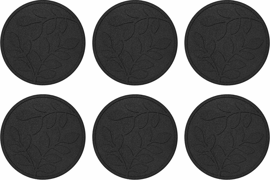 vidaXL Piatra de pași 6 pcs Negru Ø 44 x 2 cm Cauciuc