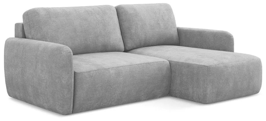 Colțar gri deschis extensibil/cu spațiu de depozitare cu tapițerie din chenille (cu colț pe partea dreaptă/cu șezlong) Lilo – Makamii