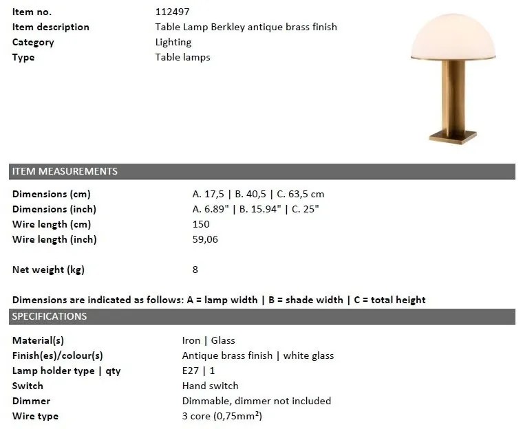 Veioza design LUX Berkley 112497 HZ