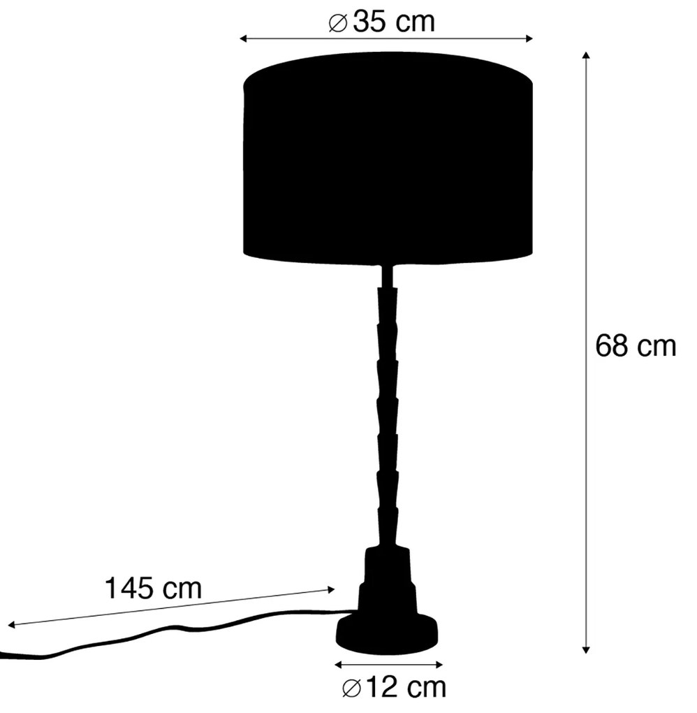 Lampă de masă bronz cu abajur de catifea verde 35cm - Pisos