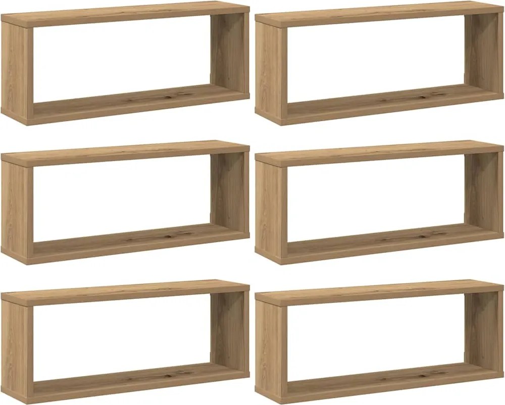 vidaXL Rafturi de perete cub 6 buc. stejar artizanal, 60x15x23 cm lemn
